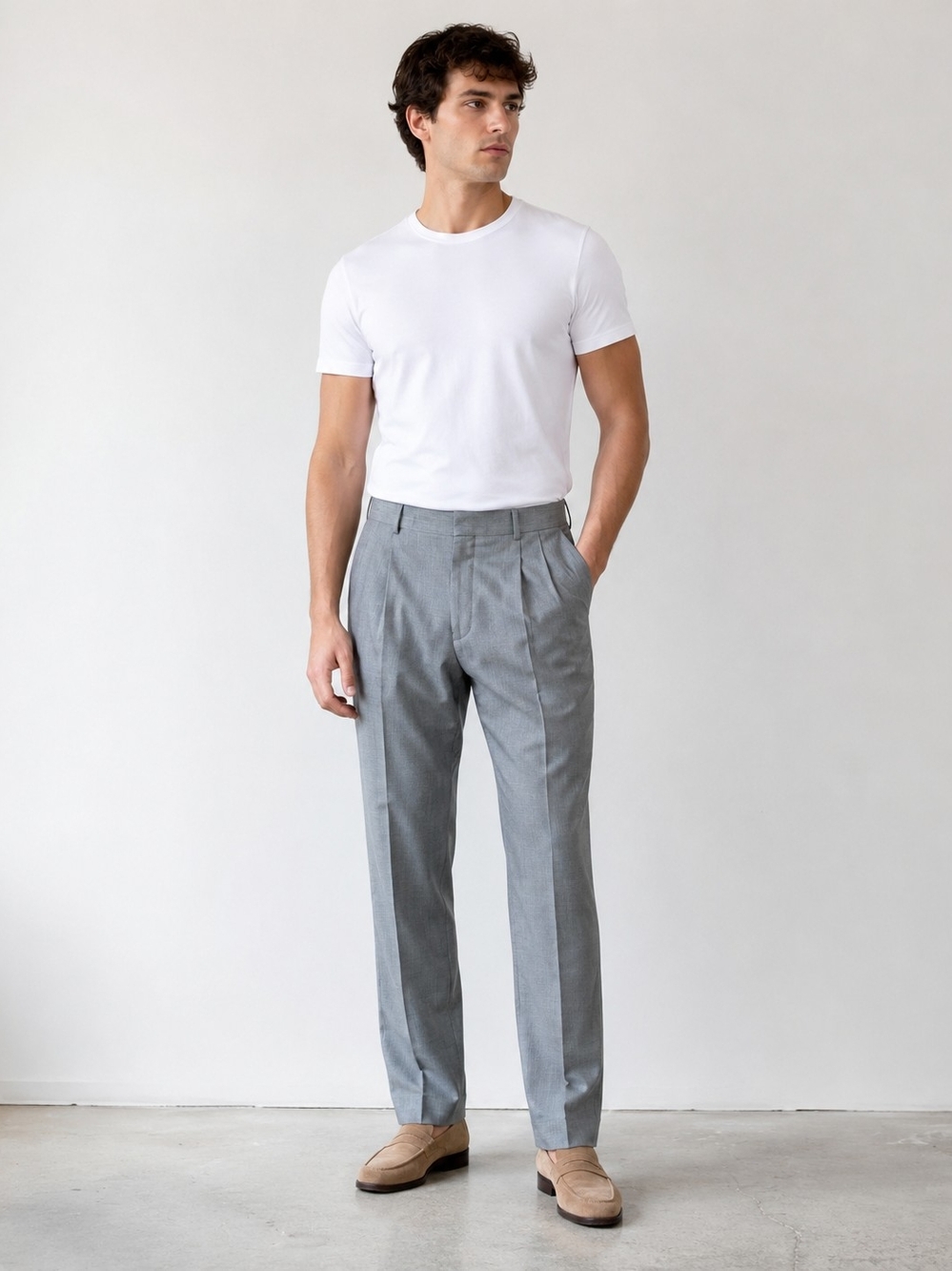 Joseph & Feiss Men's 100% Wool Gray Pleated Dress Pants Size 34 NWT
